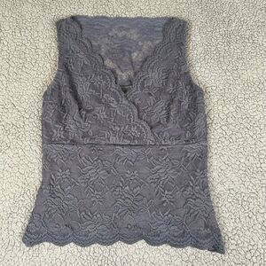 Carol Little Black Lace Sleeveless Stretch Top Size 8 Vintage Y2K